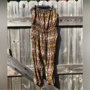 Bohemian Love by Chelsea Patterned Strapless Jumpsuit size 2X
